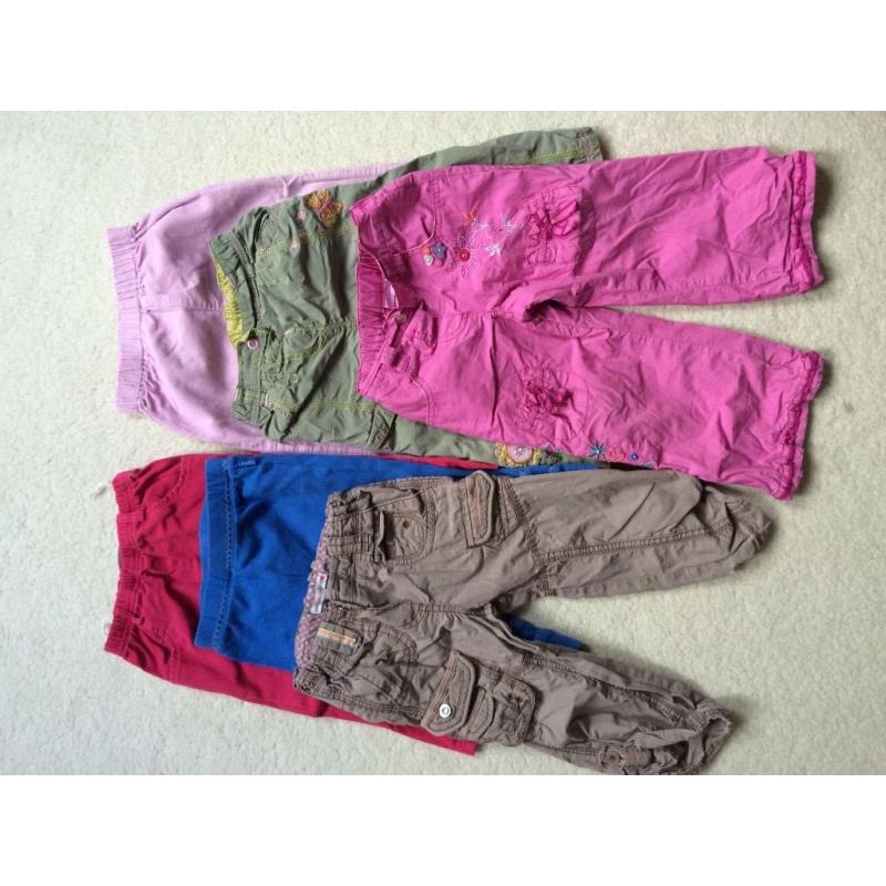 Bundle of girls trousers 18-24 months, 6 Pairs. Includes M&S, Butterfly, Esprit brands.