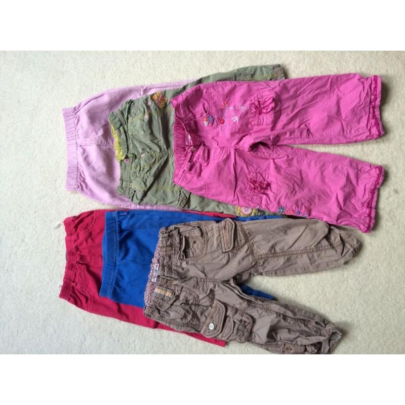 Bundle of girls trousers 18-24 months, 6 Pairs. Includes M&S, Butterfly, Esprit brands.