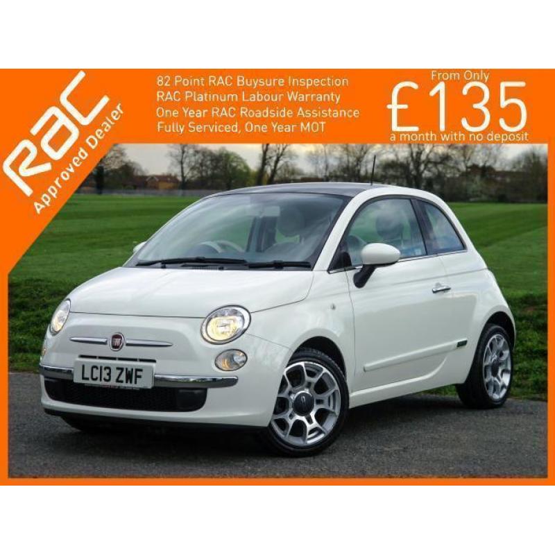 2013 Fiat 500 1.2 Lounge 5 Speed Sunroof Bluetooth Air Con Just 1 Private Owner