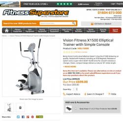ELLIPTICAL TRAINER X1500 CROSS BAR FROM VISION FITNESS