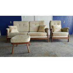 FABRIC ERCOL SOFA CHAIR FOOTSTOOL SET / SUITE / SETTEE CONSERVATORY LIVING ROOM DELIVERY AVAILABLE
