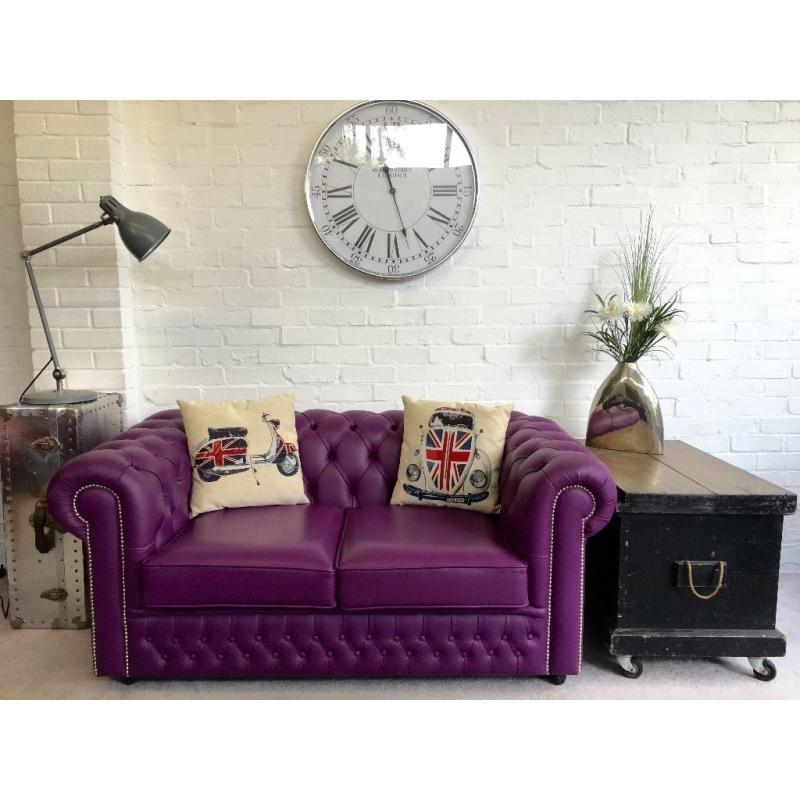 Stunning purple SAXON Chesterfield sofa. Can deliver