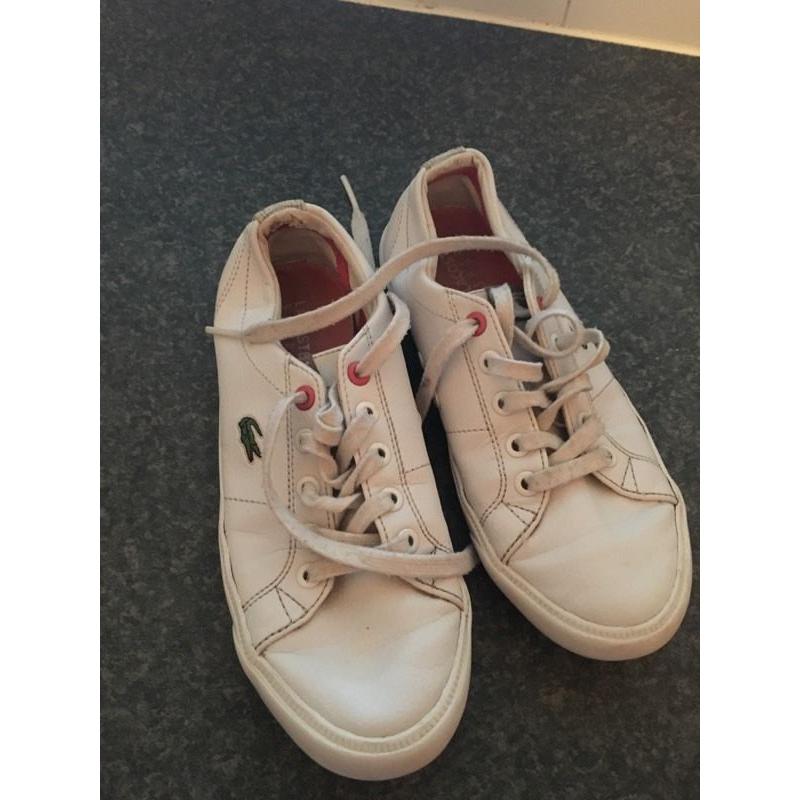 Girls Lacoste leather plimsolls size 13