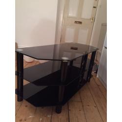 Black glass TV stand