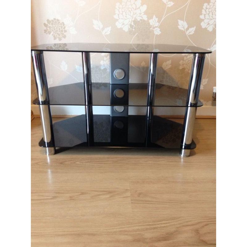 Black glass TV Stand table 3 tier