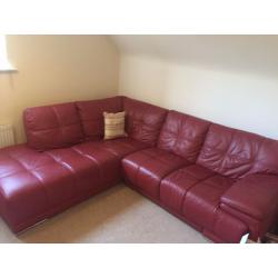 Red Leather Corner Sofa - Perfect Condition