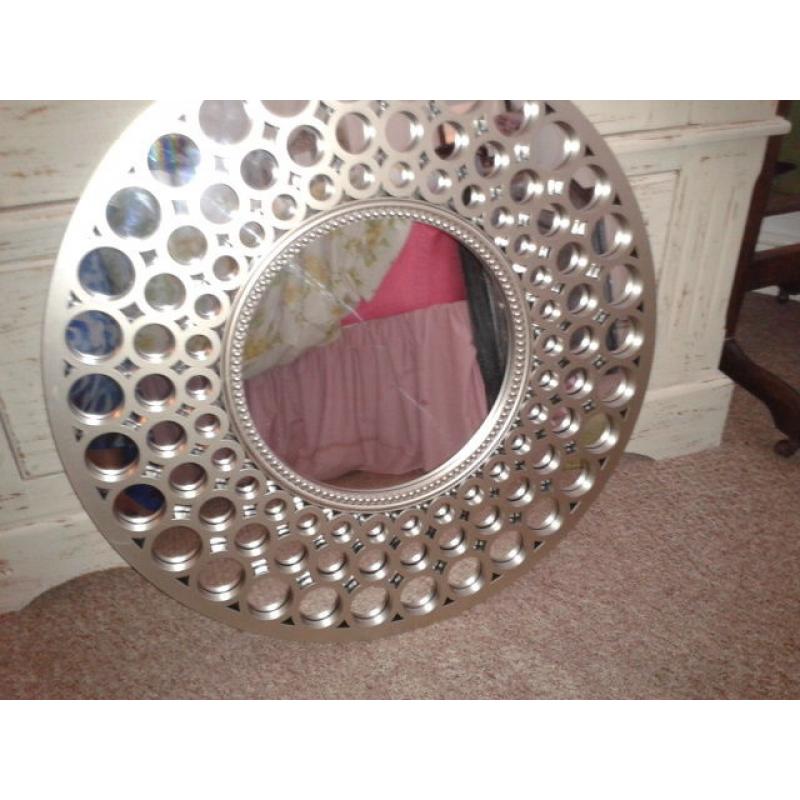 large wall mounted mirror silver coloured new large mirror