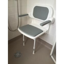 Wall mounted folding shower chair and seat