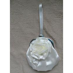 Ivory satin rose bridal bag