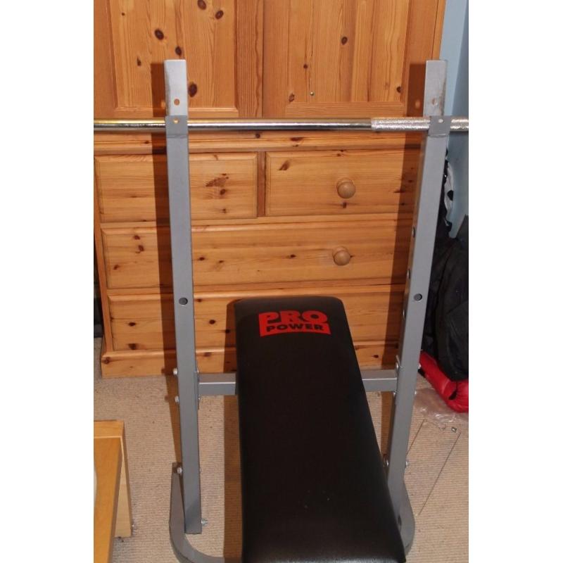 Pro Power bench with Barbell, Dumbells and 20KG weights
