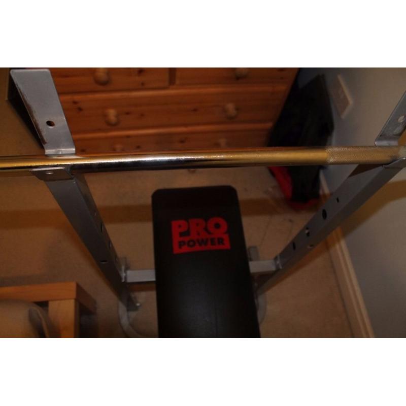 Pro Power bench with Barbell, Dumbells and 20KG weights