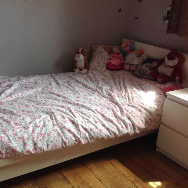 IKEA single bed in White with mattress if required.