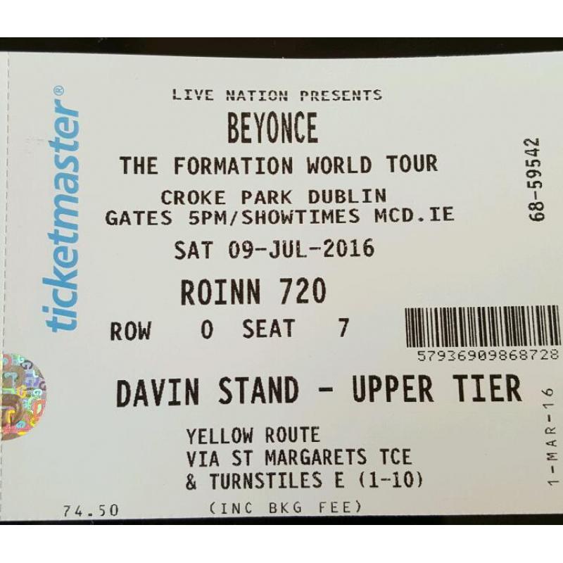 2 beyonce tickets face value