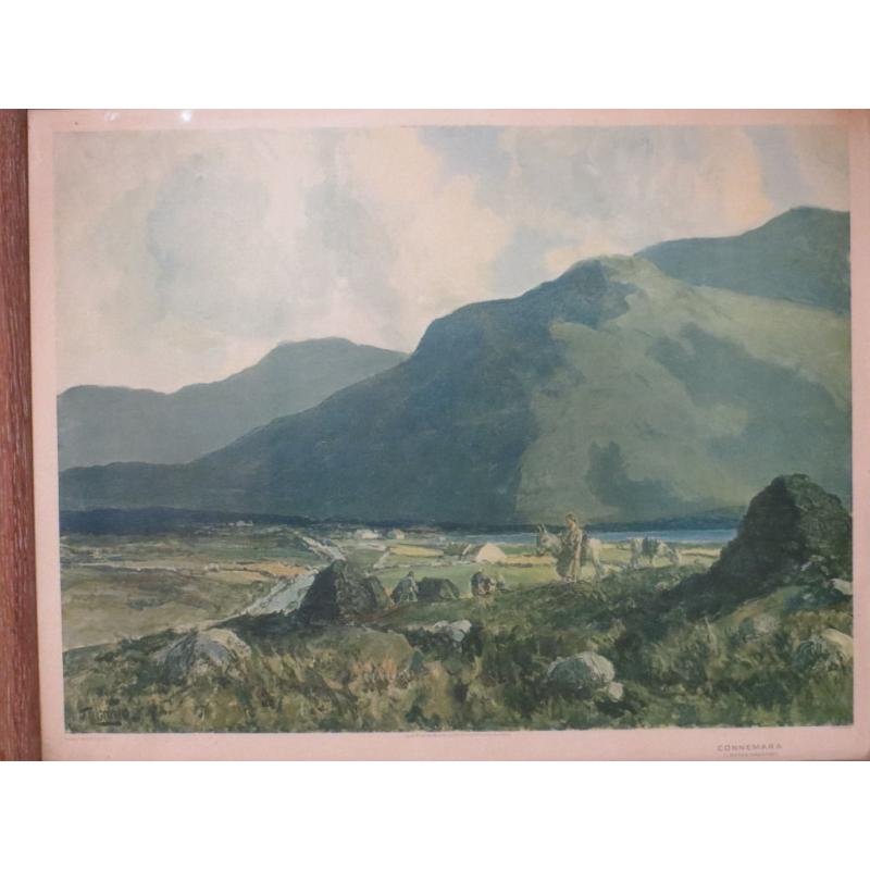 Large Well Framed Vintage Antique Print - "Connemara "Joyces Country" by J. H. Craig RHA Irish 1931