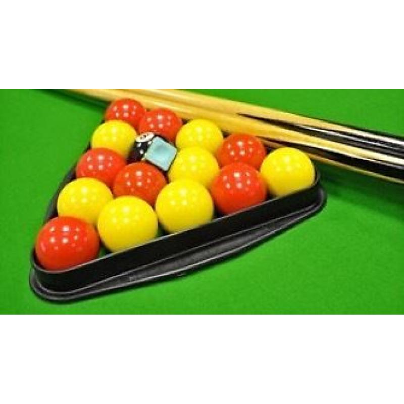 Monarch 6' oak pool table with one 6' piece of slate bed, pool balls, cues, rack & rest