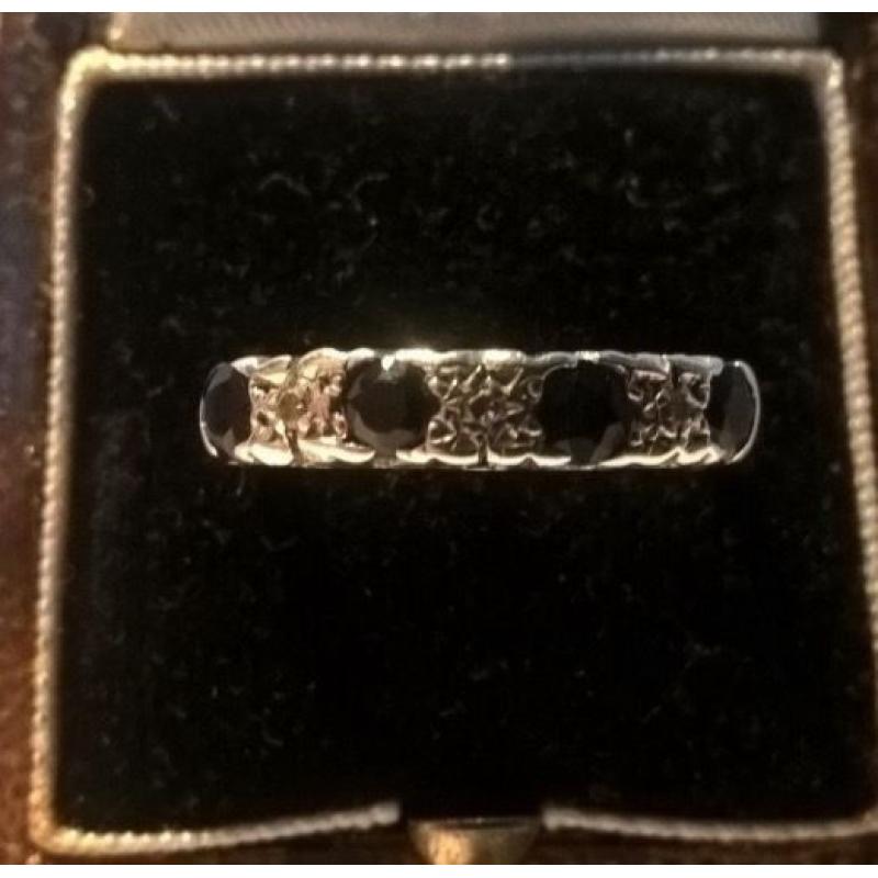 9 Carat Gold 7 Stone Diamond and Sapphire Eternity Ring