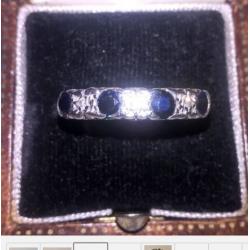 9 Carat Gold 7 Stone Diamond and Sapphire Eternity Ring