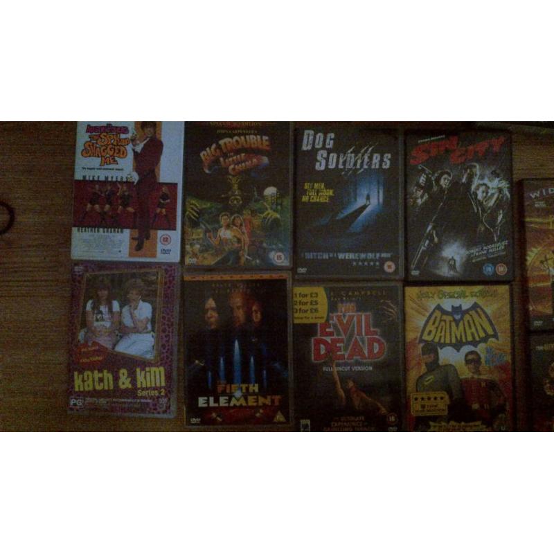 36 dvd movies and one dvd tv series for sale