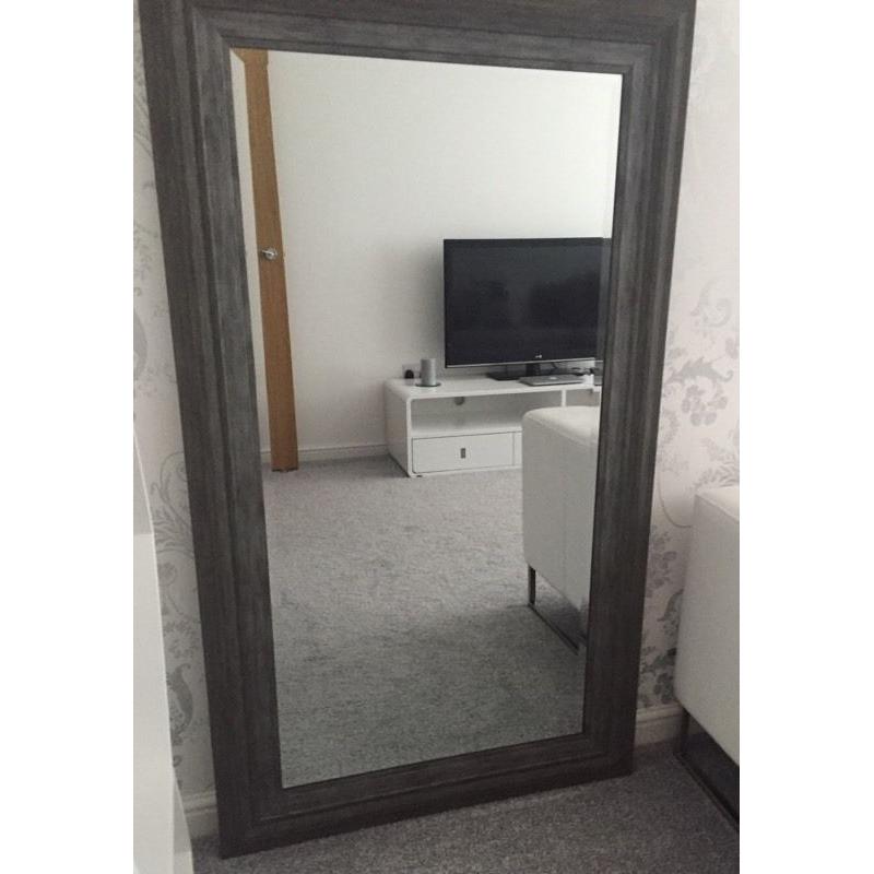 Grey framed mirror