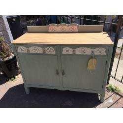 Pretty vintage painted sideboard,dresser with carved detail,shabby chic