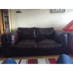 Large Brown leather 2 seater sofa in great condition from smoke free home