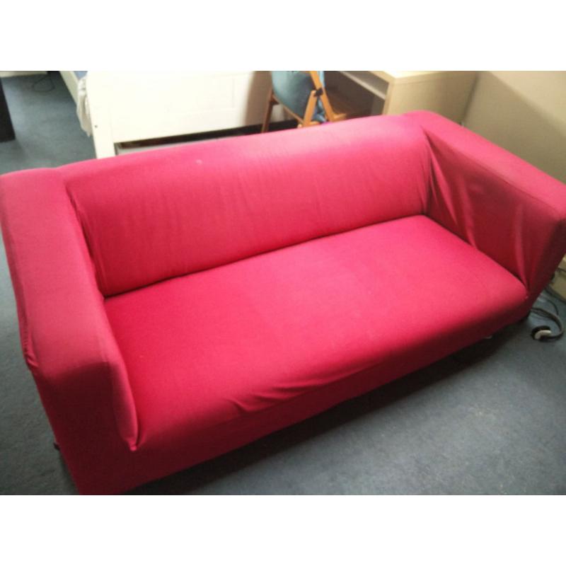 IKEA KLIPPAN Two-seat sofa with red cover