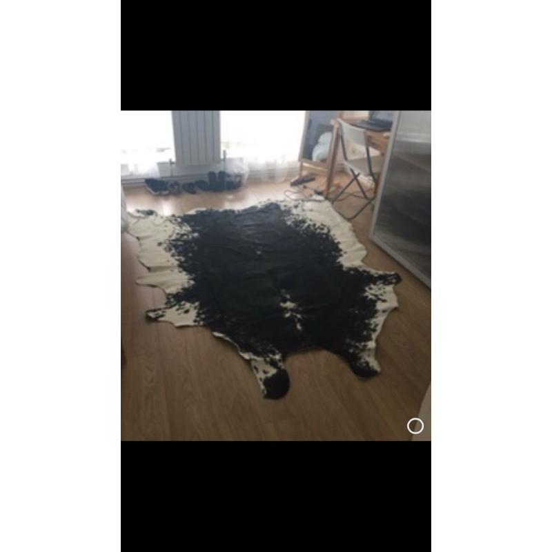 Authentic cow hide rug - black and white