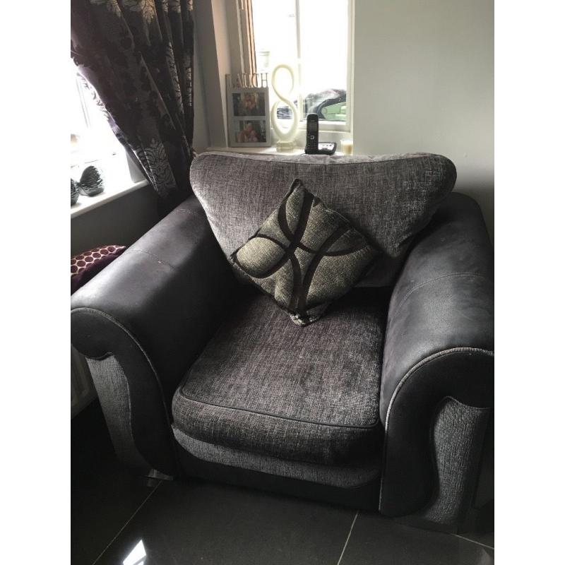 Sofa , swivel black leather chair , chair only one owner