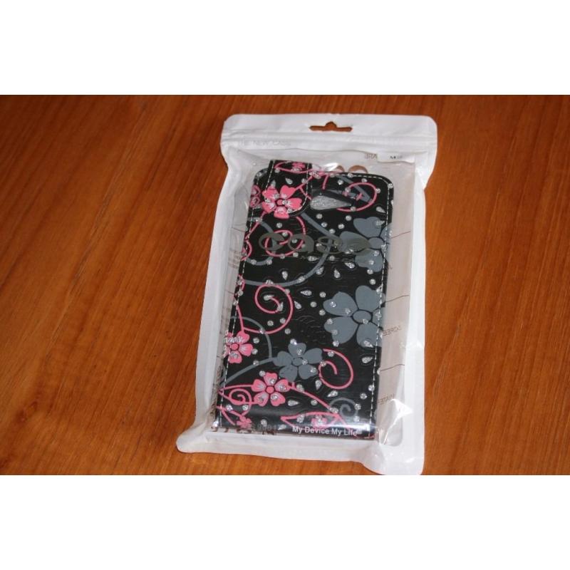 New black pink & grey sparkly mobile phone cover fits Sony experia M2