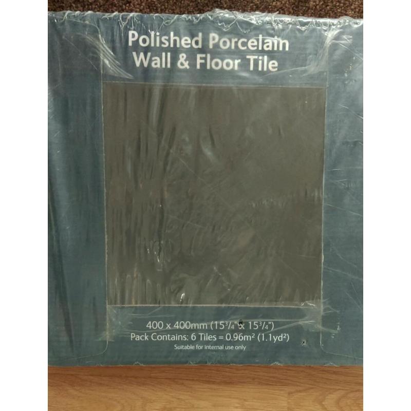 Black polished wall and floor tiles 2 packs