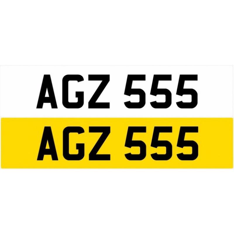 AGZ 555 Dateless Personalised Number Plate Audi BMW Ford Golf Mercedes Kia Vauxhall