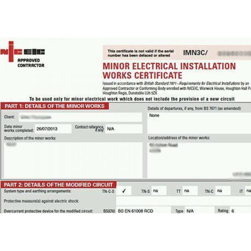 NicEic certificates,Installation, Periodic, Fire&smoke alarm, Emergency lighting, HMO Certificates.