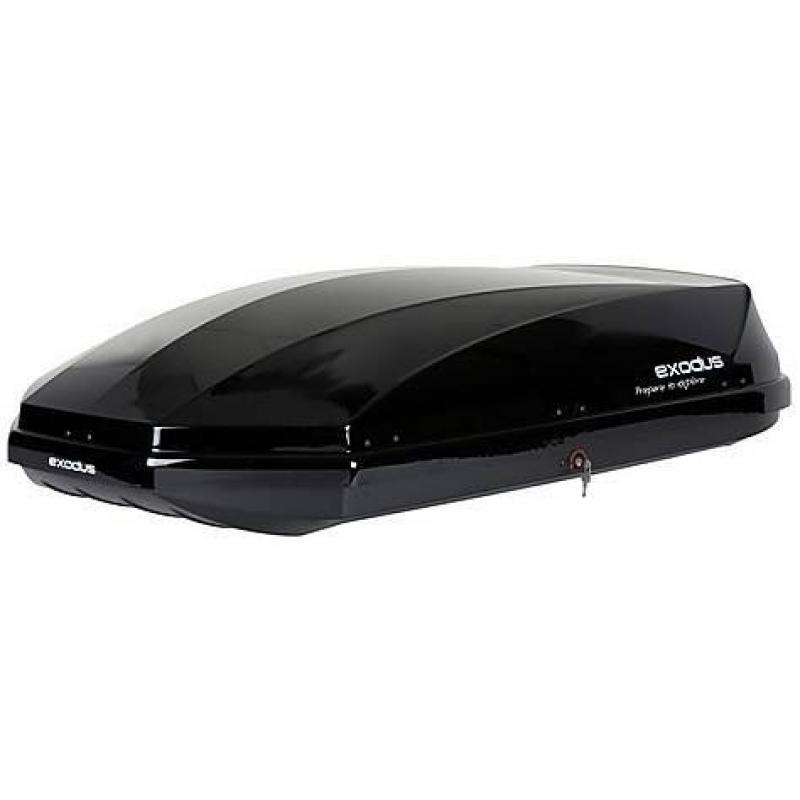 Exodus roof box 470L gloss black with roof bars