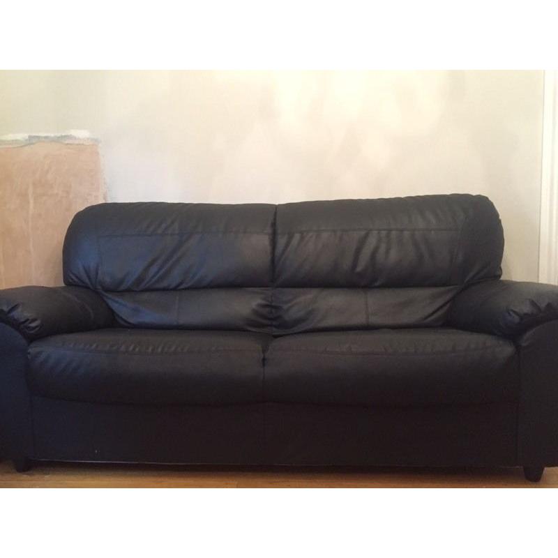 3 and 2 seater black sofas