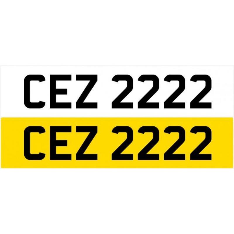 CEZ 2222 Dateless Personalised Number Plate Audi BMW Ford Golf Mercedes Kia Vauxhall