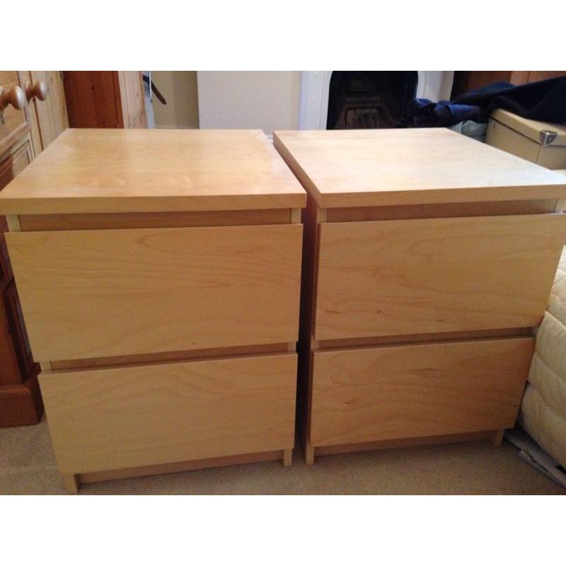 2x MALM bedside tables