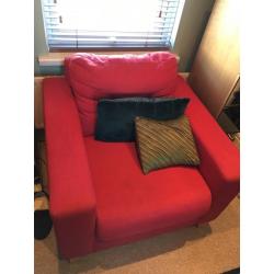 Large modern red armchair