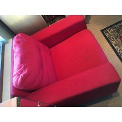 Large modern red armchair