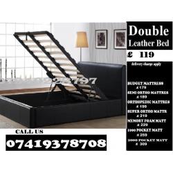 NEW LOW PRICE Douuble LEATHER STORAGE BED FRAME WITH MEMOREY FOAM Mattrss