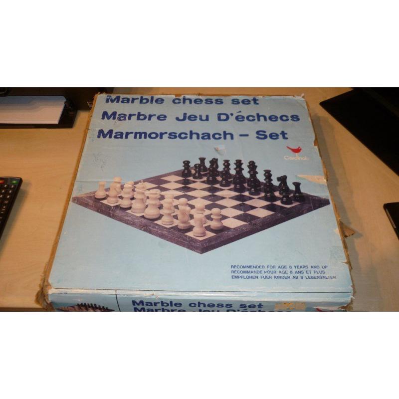 Marble chess set 16" x 16" with original box