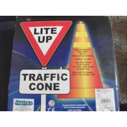 lite up, traffic cone