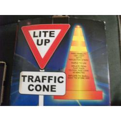 lite up, traffic cone