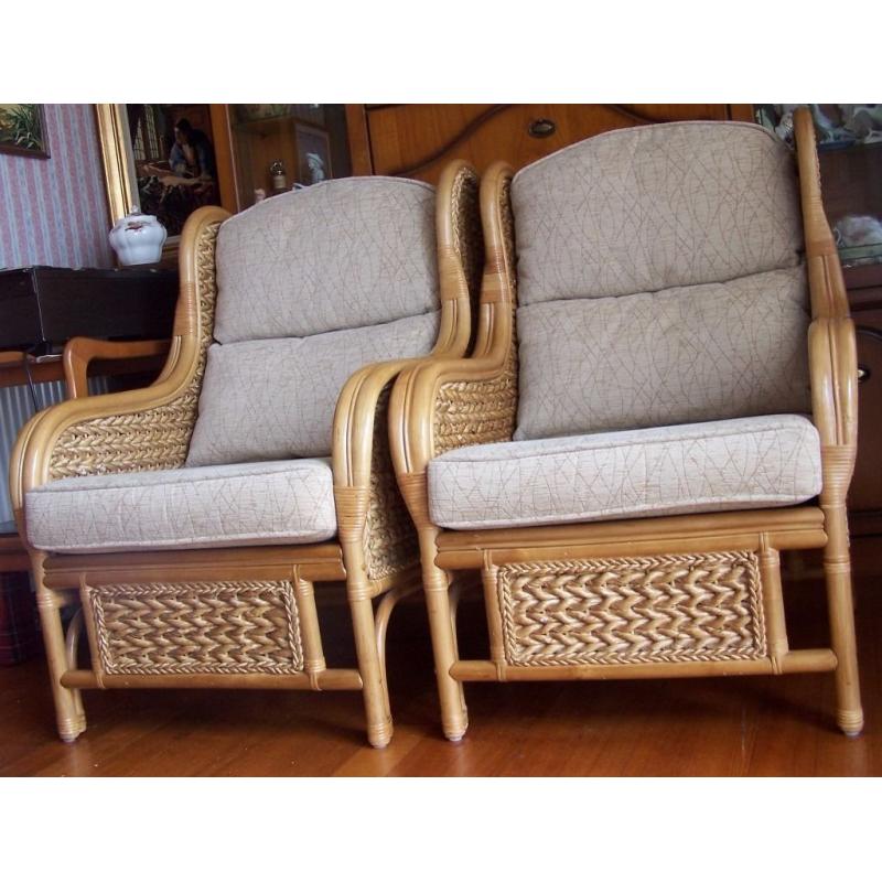 Two cane chairs excellent condition. Ideal for conservatory