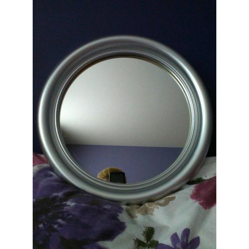Round silver mirror