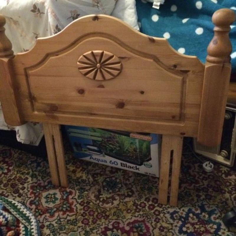 Solid antique pine single bed headboard