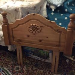 Solid antique pine single bed headboard
