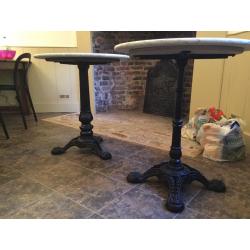 Round Marble topped bistrot cafe tables