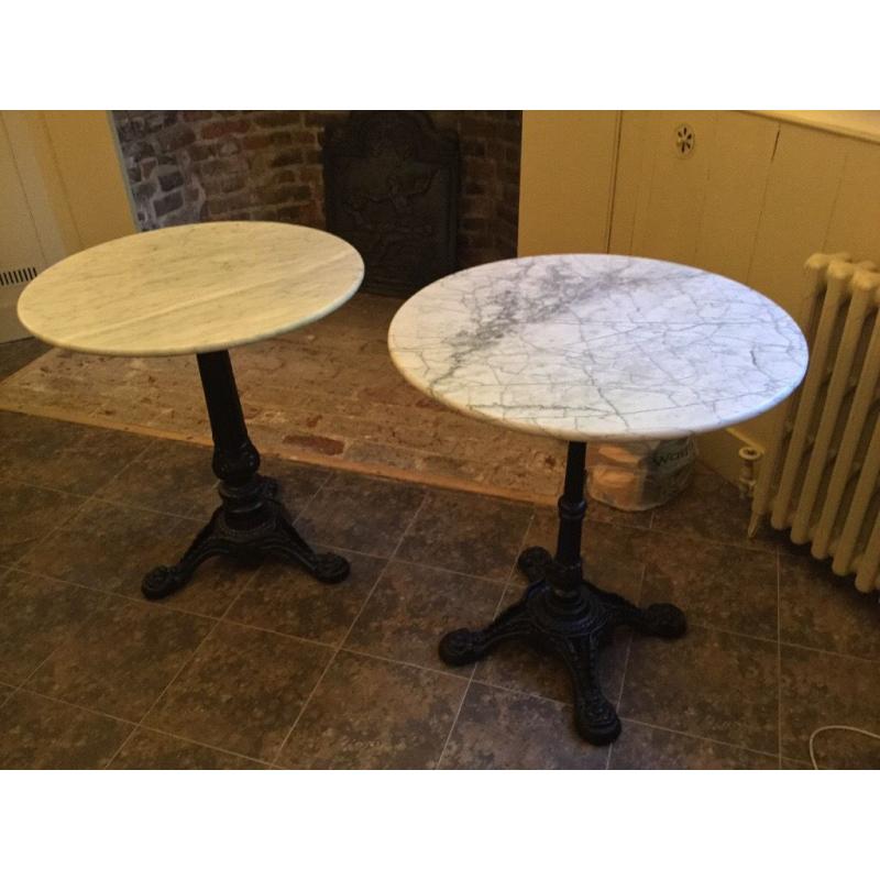 Round Marble topped bistrot cafe tables