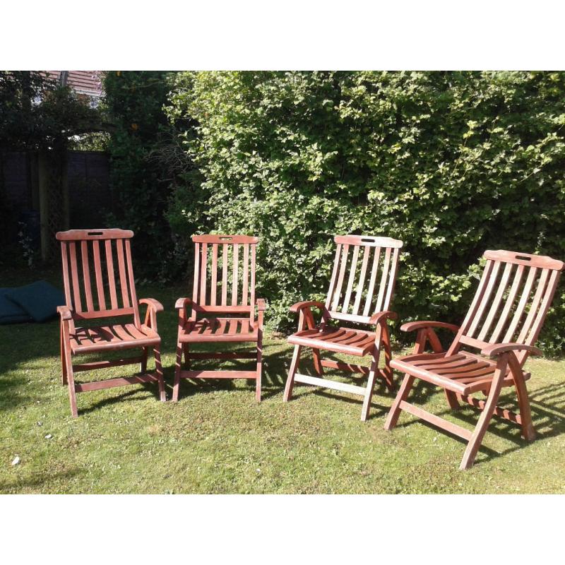 4 folding, wooden garden chairs