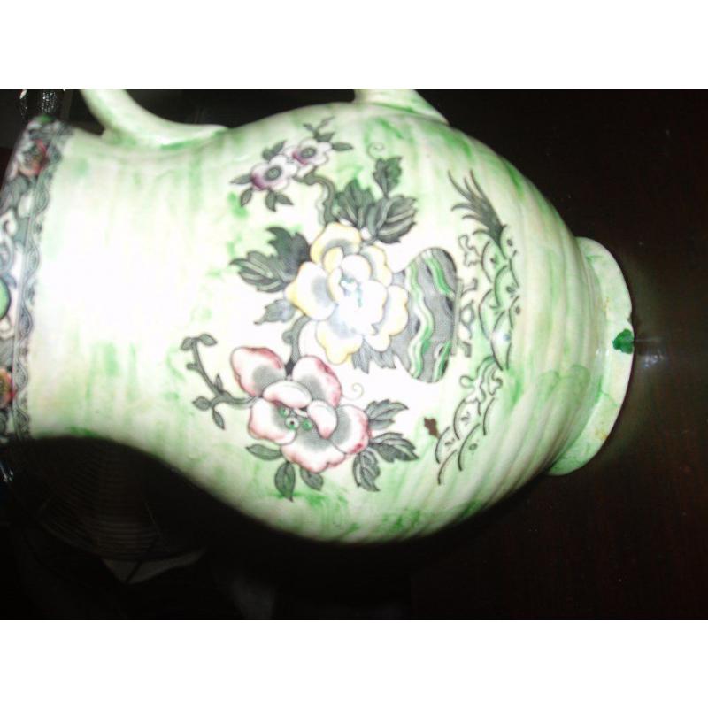 arthur wood lustre ware jug green flower decoration